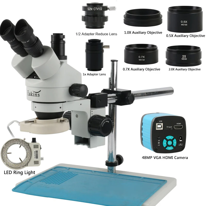 Stereo Trinocular Microscope Pcb - 48MP 4K HDMI USB فيديو C