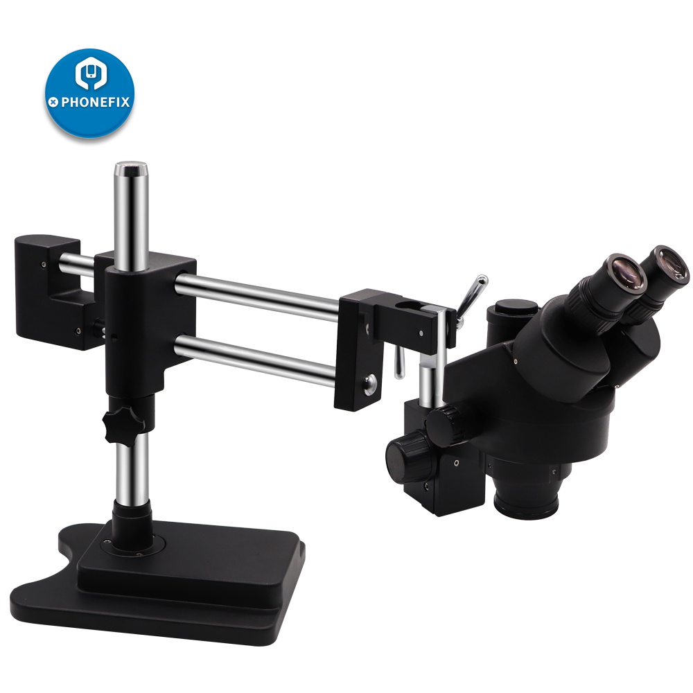 3.5X-90X أسود مزدوج الذراع مجه - مراجعة Stereo Trinocular Microscope Pcb وسعره