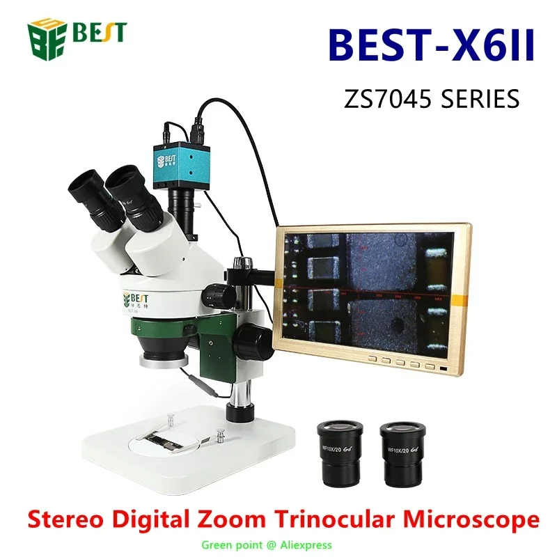 ZS7045 سلسلة ستيريو مجهر تكبير - مراجعة Stereo Trinocular Microscope Pcb وسعره